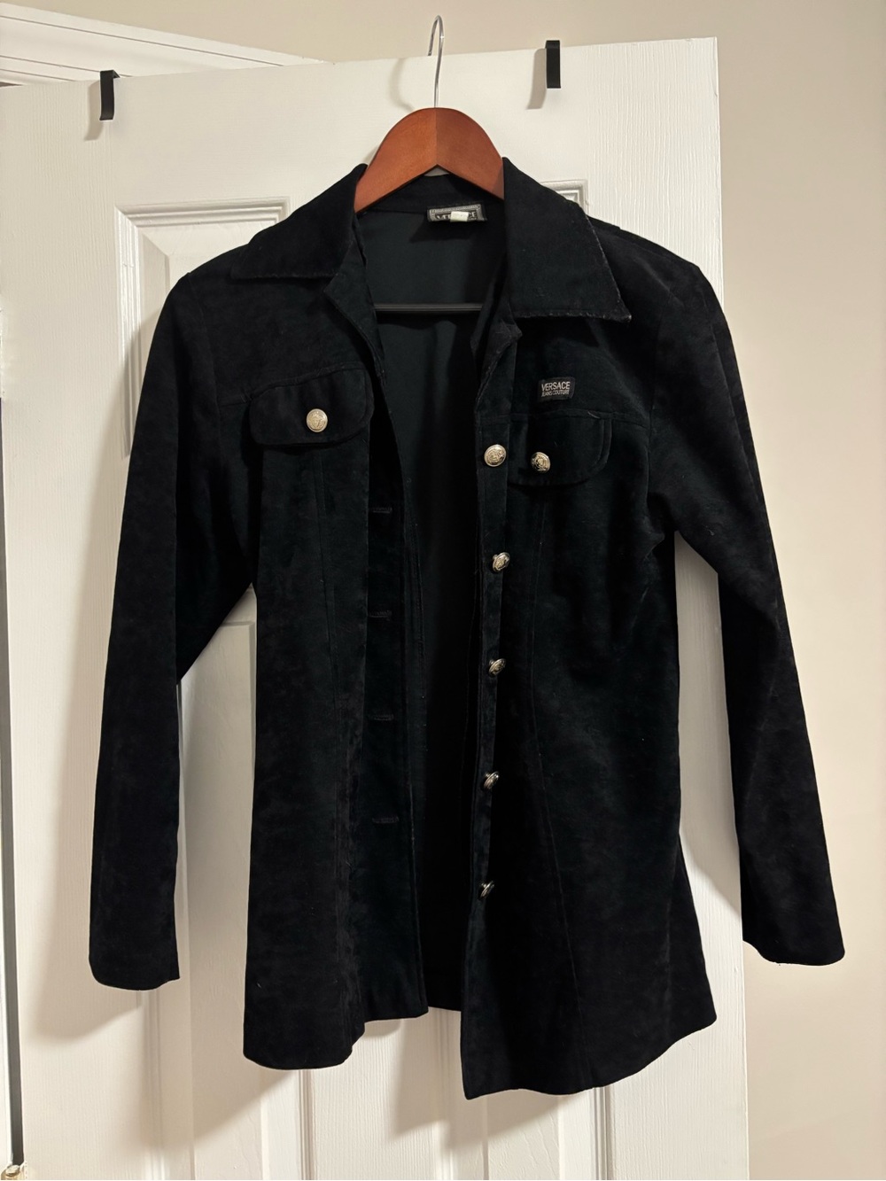 Versace Jeans Couture Black Suede Button-Front Jacket
